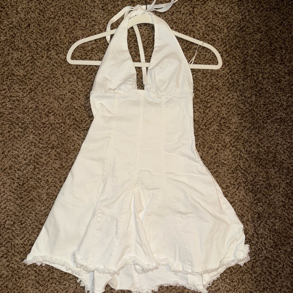 Free people White denim Halter Neck Dress